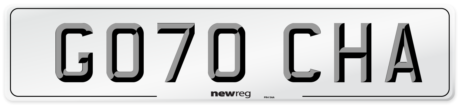 GO70 CHA Number Plate from New Reg